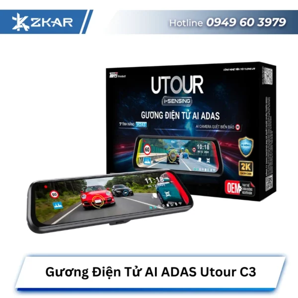 Camera Hành Trình Gương AI ADAS Utour C3